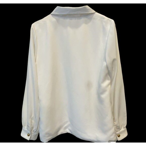 eShakti Double Breasted Shacket Brass Button Long Sleeve White Lined Women L NWT - Picture 2 of 10